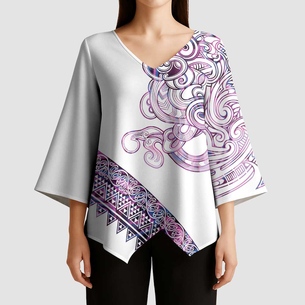 Mawhero Paua shell Kowhaiwhai Taniko Personalised Kimono Sleeve Blouse Taniwha Maori Tribal Style LT9 - Polynesian Pride
