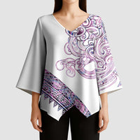 Mawhero Paua shell Kowhaiwhai Taniko Personalised Kimono Sleeve Blouse Taniwha Maori Tribal Style LT9 - Polynesian Pride