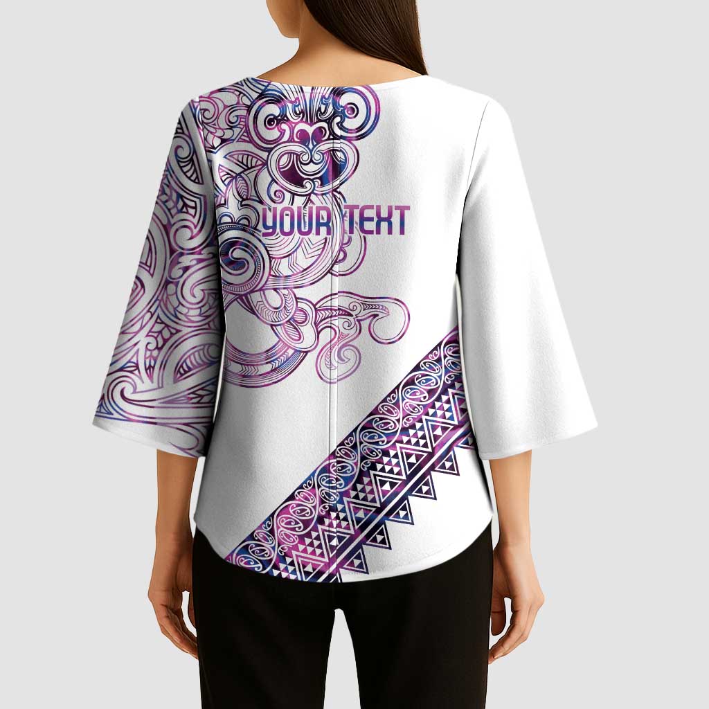 Mawhero Paua shell Kowhaiwhai Taniko Personalised Kimono Sleeve Blouse Taniwha Maori Tribal Style LT9 - Polynesian Pride