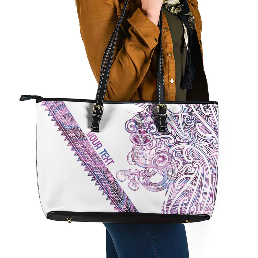Mawhero Paua shell Kowhaiwhai Taniko Personalised Leather Tote Bag Taniwha Maori Tribal Style LT9 - Polynesian Pride