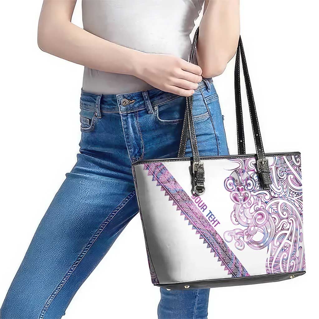 Mawhero Paua shell Kowhaiwhai Taniko Personalised Leather Tote Bag Taniwha Maori Tribal Style LT9 - Polynesian Pride
