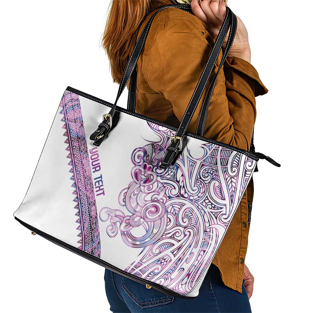 Mawhero Paua shell Kowhaiwhai Taniko Personalised Leather Tote Bag Taniwha Maori Tribal Style LT9 - Polynesian Pride