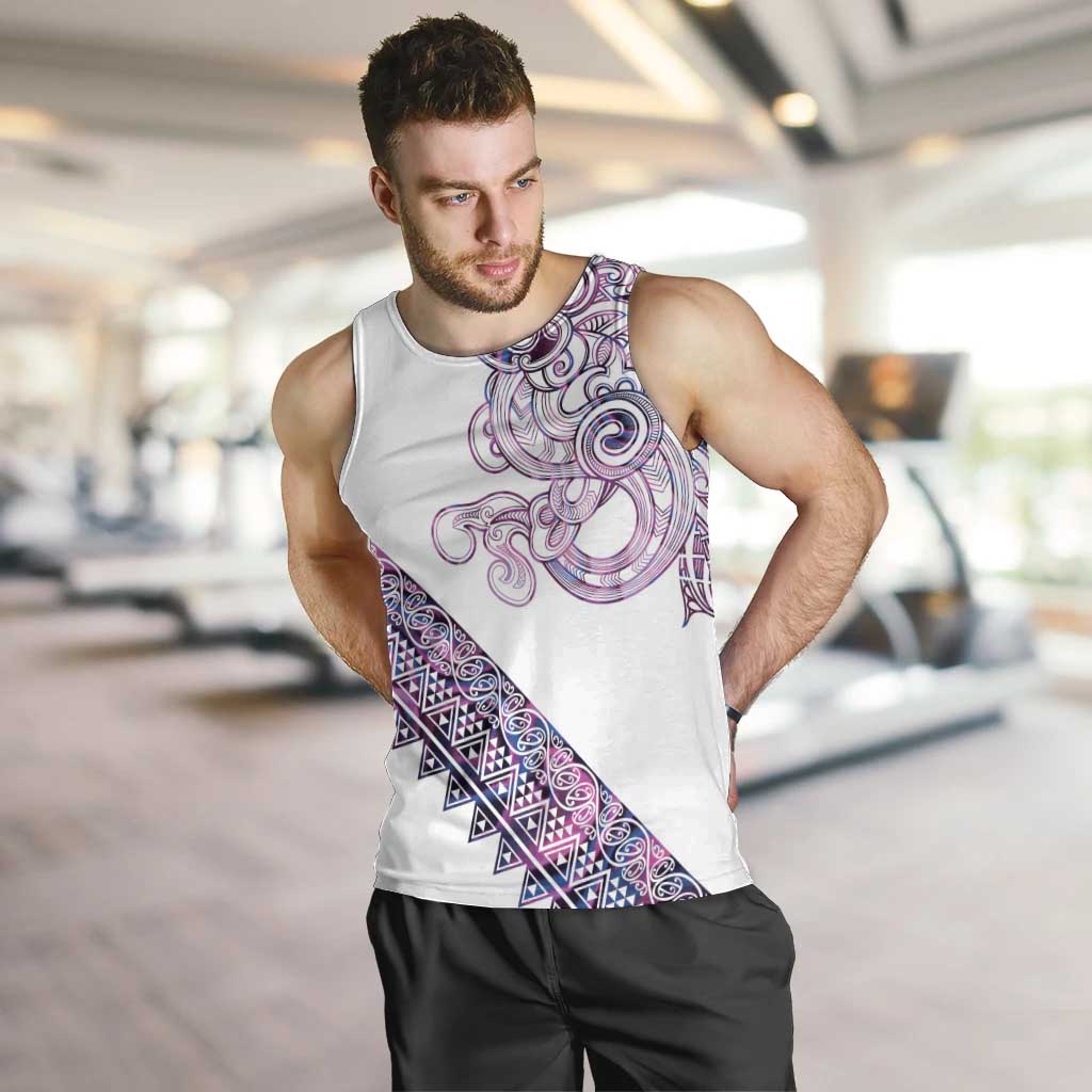 Mawhero Paua shell Kowhaiwhai Taniko Personalised Men Tank Top Taniwha Maori Tribal Style LT9 Pink - Polynesian Pride