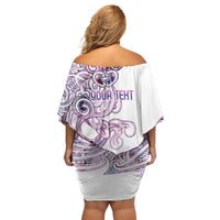 Mawhero Paua shell Kowhaiwhai Taniko Personalised Off Shoulder Short Dress Taniwha Maori Tribal Style LT9 - Polynesian Pride