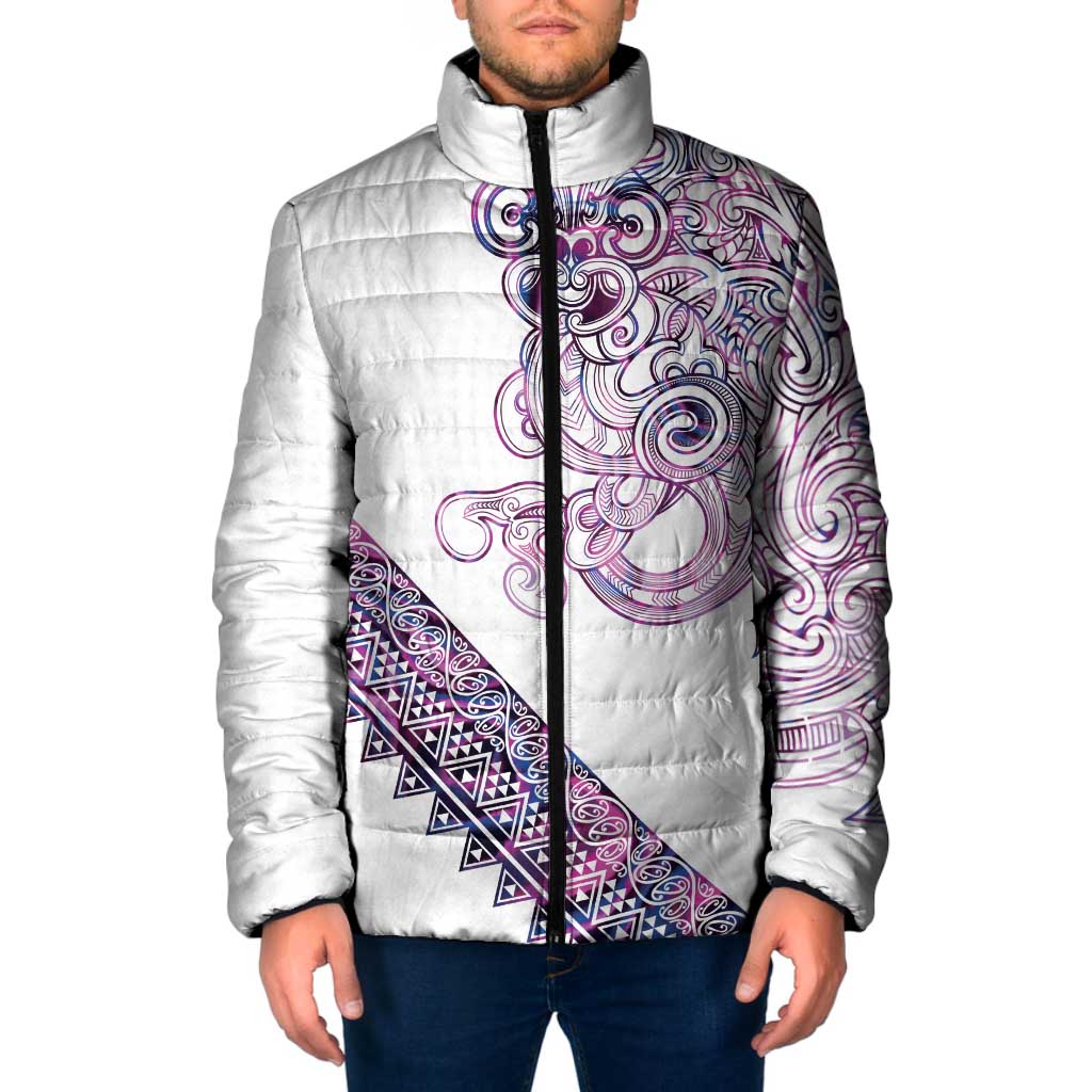 Mawhero Paua shell Kowhaiwhai Taniko Personalised Padded Jacket Taniwha Maori Tribal Style LT9 Men Pink - Polynesian Pride