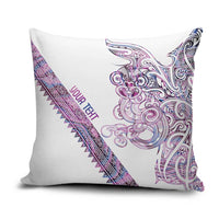 Mawhero Paua shell Kowhaiwhai Taniko Personalised Pillow Cover Taniwha Maori Tribal Style LT9 Pink - Polynesian Pride