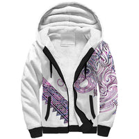 Mawhero Paua shell Kowhaiwhai Taniko Personalised Sherpa Hoodie Taniwha Maori Tribal Style LT9 Unisex Pink - Polynesian Pride