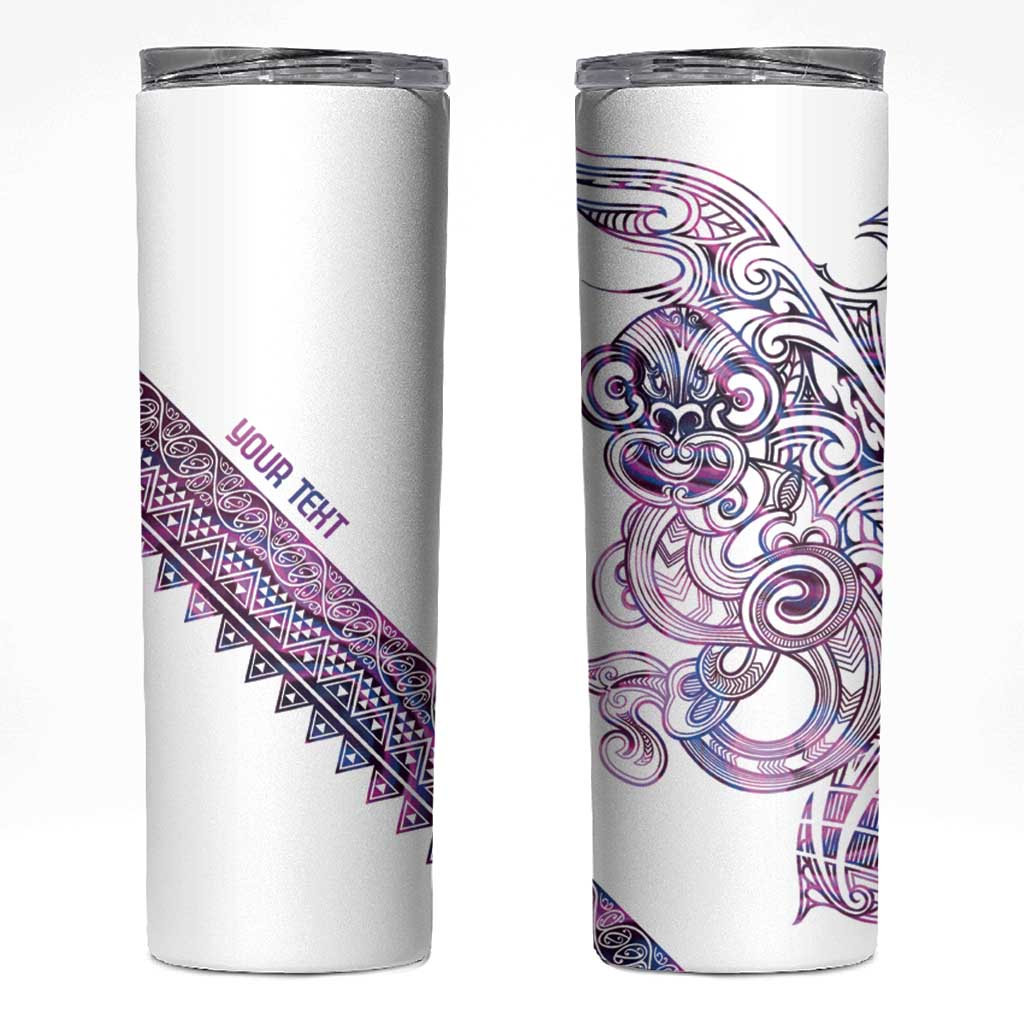 Mawhero Paua shell Kowhaiwhai Taniko Personalised Skinny Tumbler Taniwha Maori Tribal Style LT9 Pink - Polynesian Pride