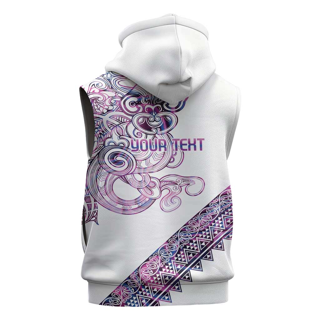 Mawhero Paua shell Kowhaiwhai Taniko Personalised Sleeveless Zip Hoodie Taniwha Maori Tribal Style LT9 - Polynesian Pride