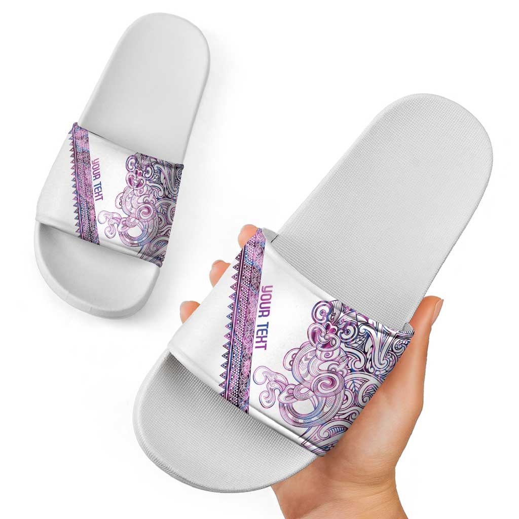 Mawhero Paua shell Kowhaiwhai Taniko Personalised Slide Sandals Taniwha Maori Tribal Style LT9 - Polynesian Pride