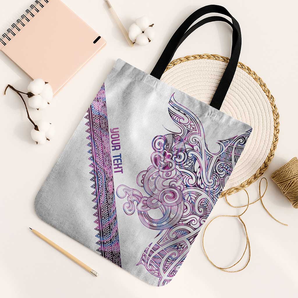 Mawhero Paua shell Kowhaiwhai Taniko Personalised Tote Bag Taniwha Maori Tribal Style LT9 Black Strap One Size Pink - Polynesian Pride