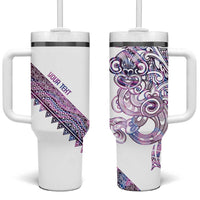 Mawhero Paua shell Kowhaiwhai Taniko Personalised Tumbler With Handle Taniwha Maori Tribal Style LT9 One Size: 40 oz Pink - Polynesian Pride