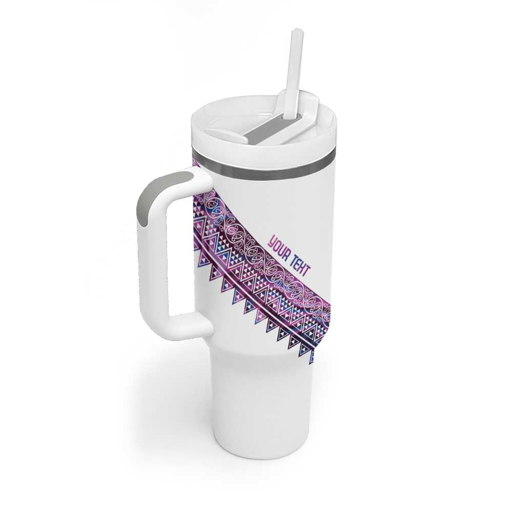 Mawhero Paua shell Kowhaiwhai Taniko Personalised Tumbler With Handle Taniwha Maori Tribal Style LT9 - Polynesian Pride