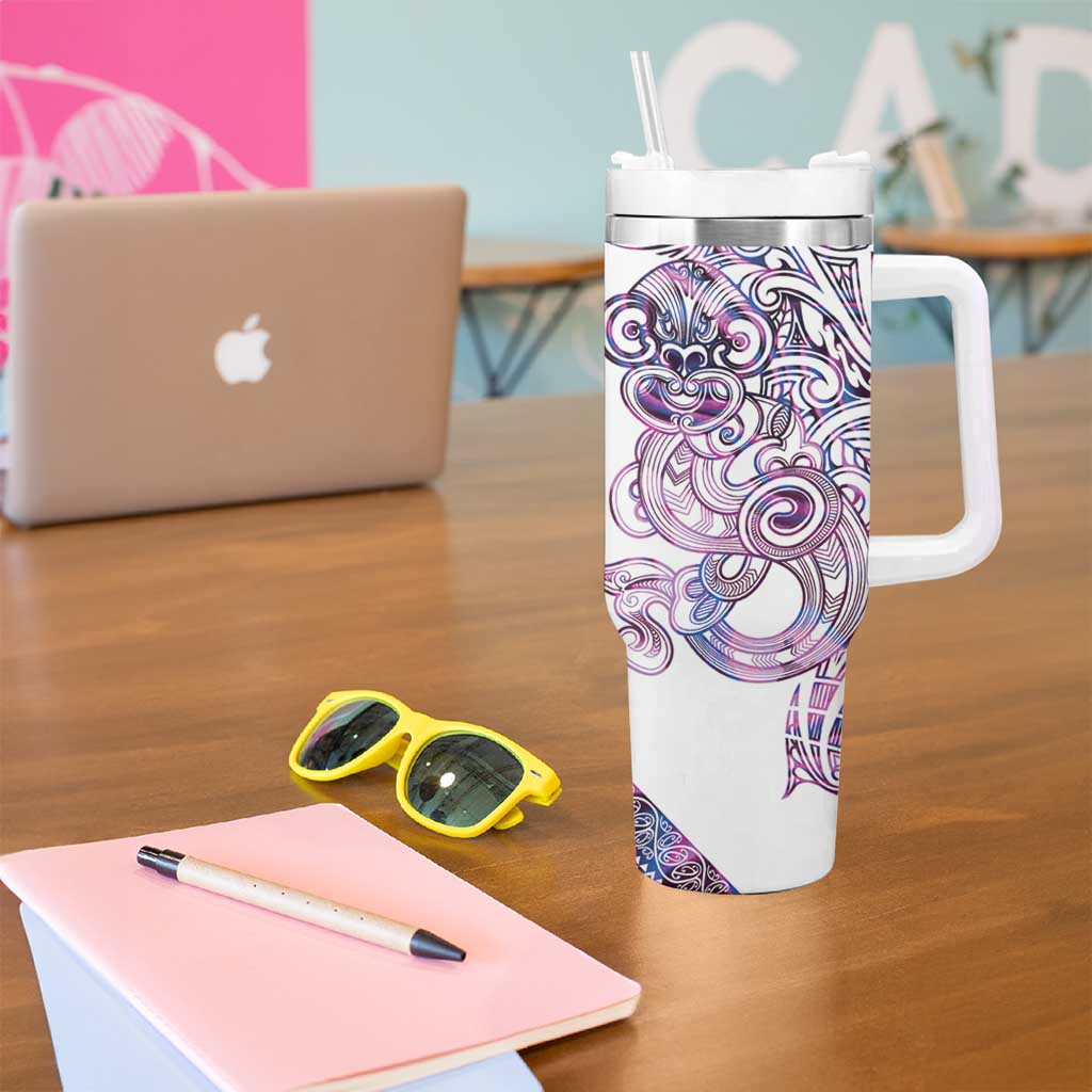 Mawhero Paua shell Kowhaiwhai Taniko Personalised Tumbler With Handle Taniwha Maori Tribal Style LT9 - Polynesian Pride