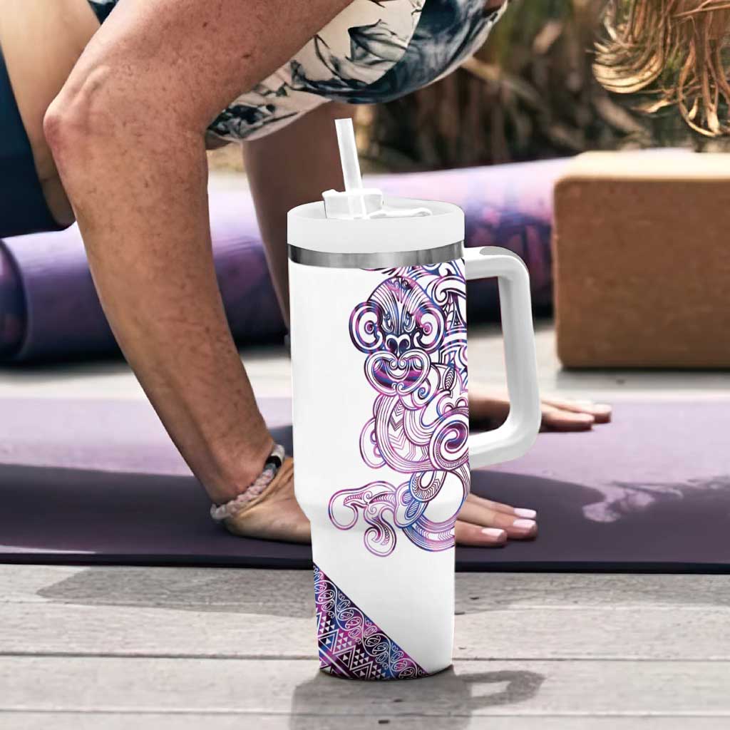 Mawhero Paua shell Kowhaiwhai Taniko Personalised Tumbler With Handle Taniwha Maori Tribal Style LT9 - Polynesian Pride