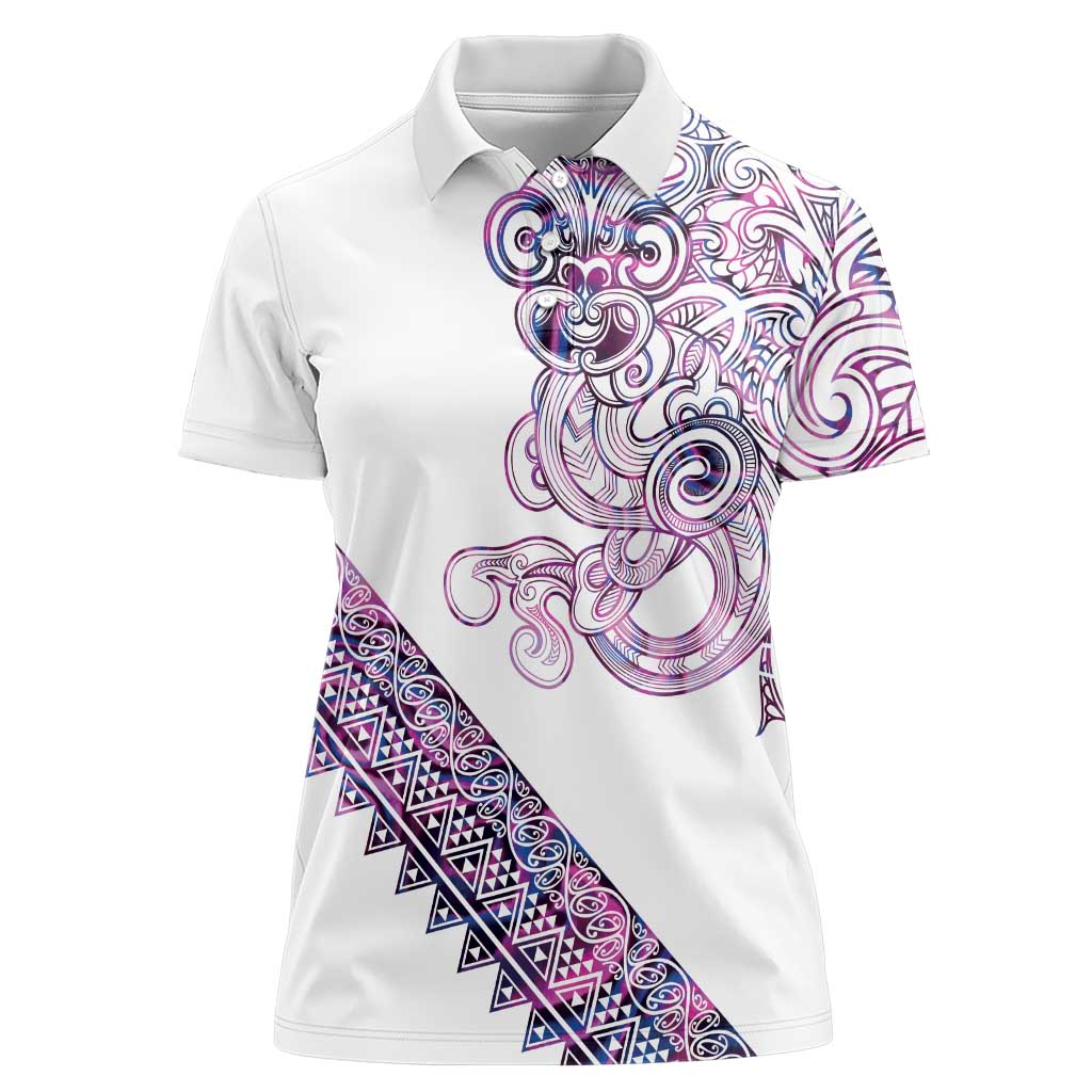 Mawhero Paua shell Kowhaiwhai Taniko Personalised Women Polo Shirt Taniwha Maori Tribal Style LT9 Female Pink - Polynesian Pride