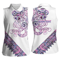 Mawhero Paua shell Kowhaiwhai Taniko Personalised Women Sleeveless Polo Shirt Taniwha Maori Tribal Style LT9 - Polynesian Pride