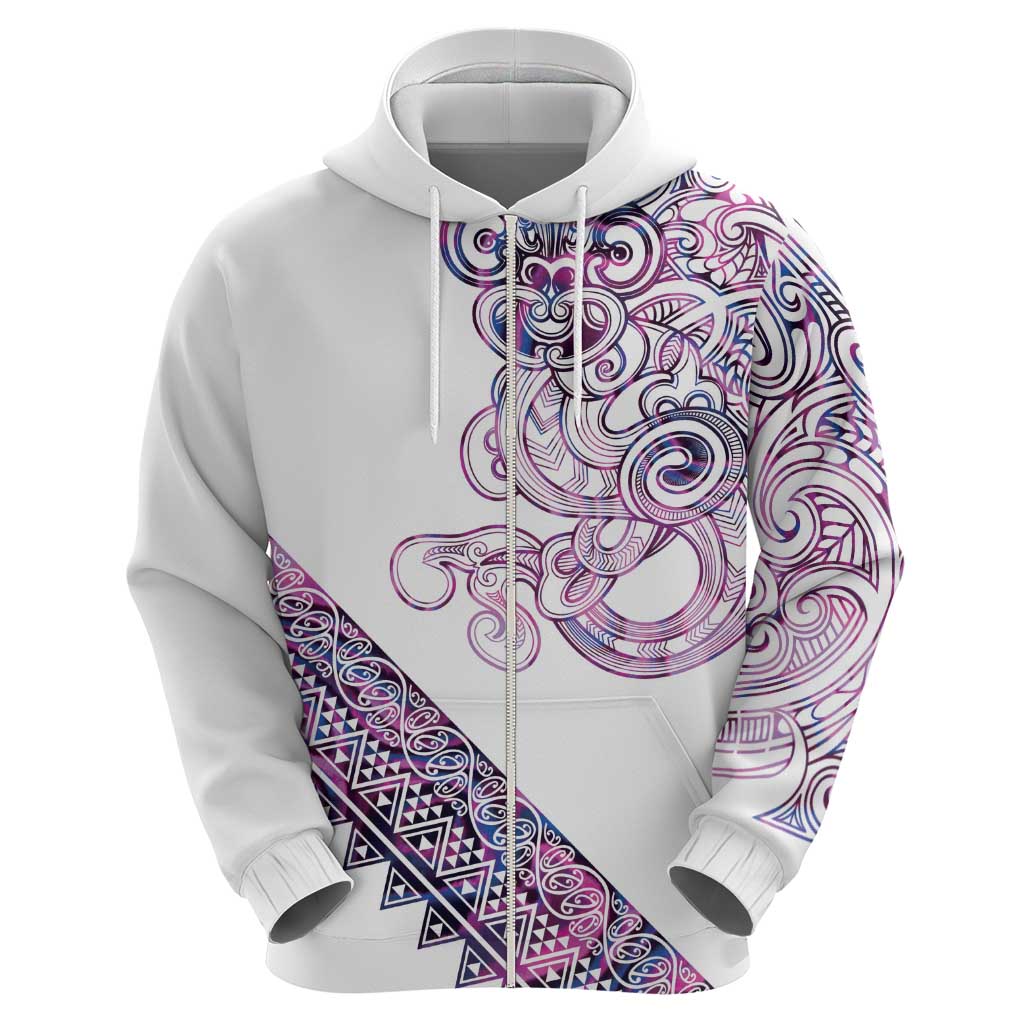 Mawhero Paua shell Kowhaiwhai Taniko Personalised Zip Hoodie Taniwha Maori Tribal Style LT9 - Polynesian Pride