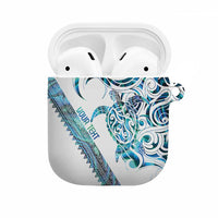 Kahui Whetu Paua shell Kowhaiwhai Taniko Personalised AirPods Case Turtle Tattoo Maori Tribal Style LT9 Blue - Polynesian Pride