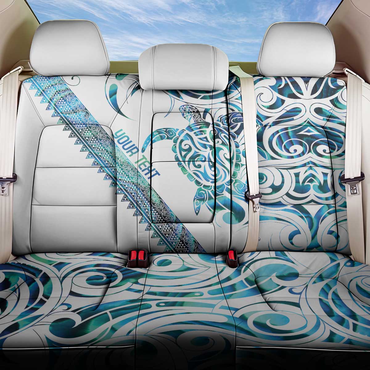 Kahui Whetu Paua shell Kowhaiwhai Taniko Personalised Back Car Seat Cover Turtle Tattoo Maori Tribal Style LT9 One Size Blue - Polynesian Pride