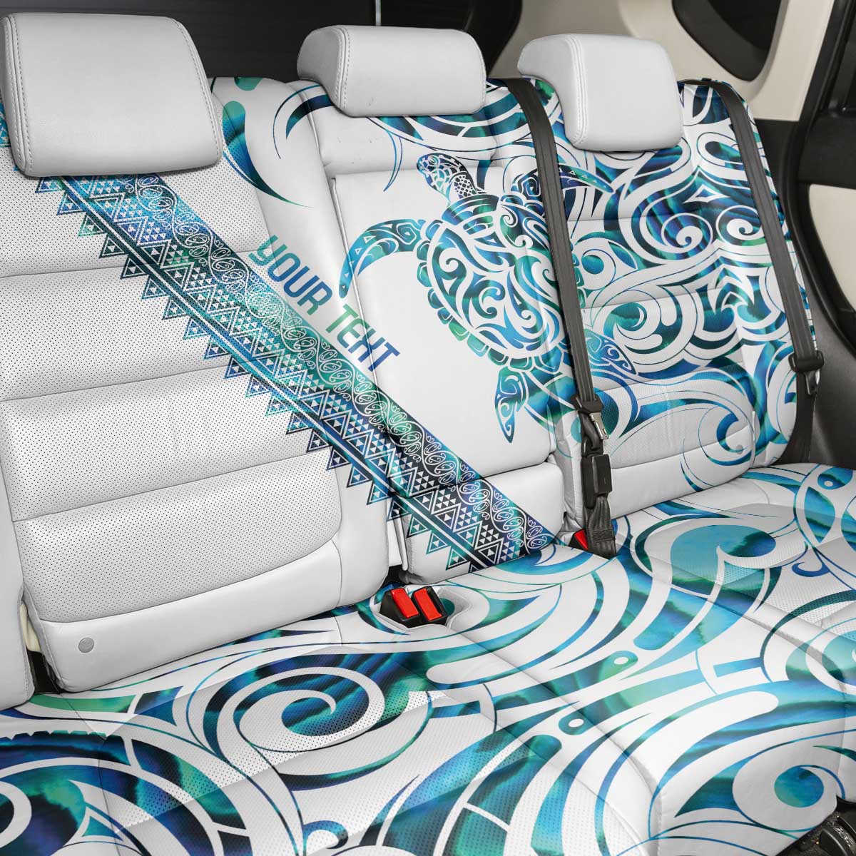 Kahui Whetu Paua shell Kowhaiwhai Taniko Personalised Back Car Seat Cover Turtle Tattoo Maori Tribal Style LT9 - Polynesian Pride