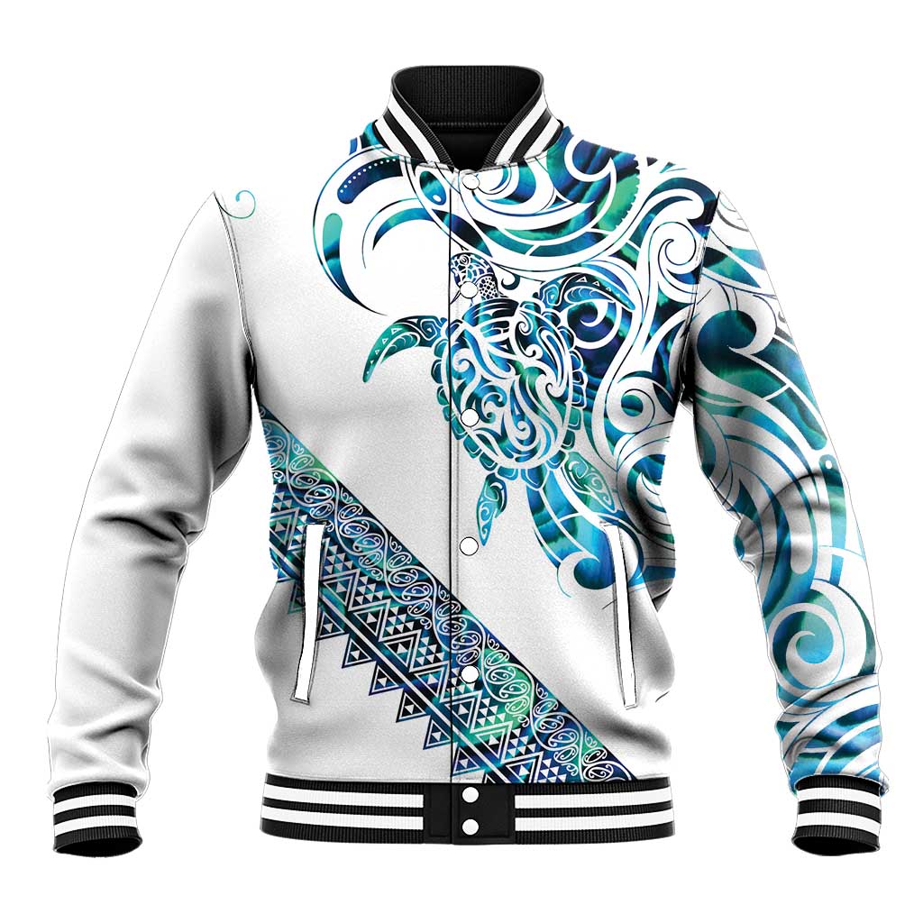 Kahui Whetu Paua shell Kowhaiwhai Taniko Personalised Baseball Jacket Turtle Tattoo Maori Tribal Style