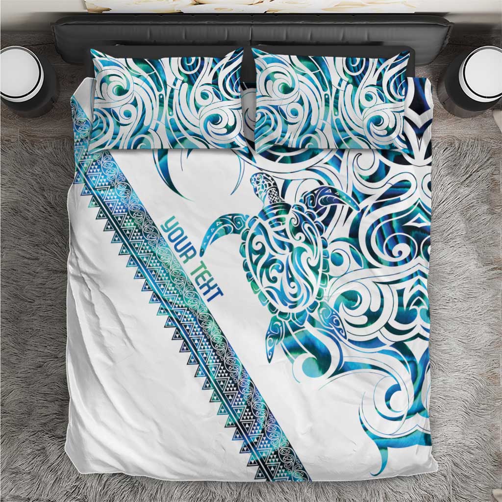 Kahui Whetu Paua shell Kowhaiwhai Taniko Personalised Bedding Set Turtle Tattoo Maori Tribal Style LT9 Blue - Polynesian Pride