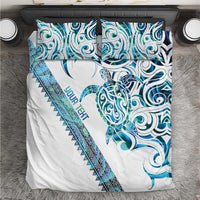 Kahui Whetu Paua shell Kowhaiwhai Taniko Personalised Bedding Set Turtle Tattoo Maori Tribal Style LT9 Blue - Polynesian Pride