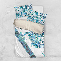 Kahui Whetu Paua shell Kowhaiwhai Taniko Personalised Bedding Set Turtle Tattoo Maori Tribal Style LT9 US Twin 172cm x 218cm Blue - Polynesian Pride
