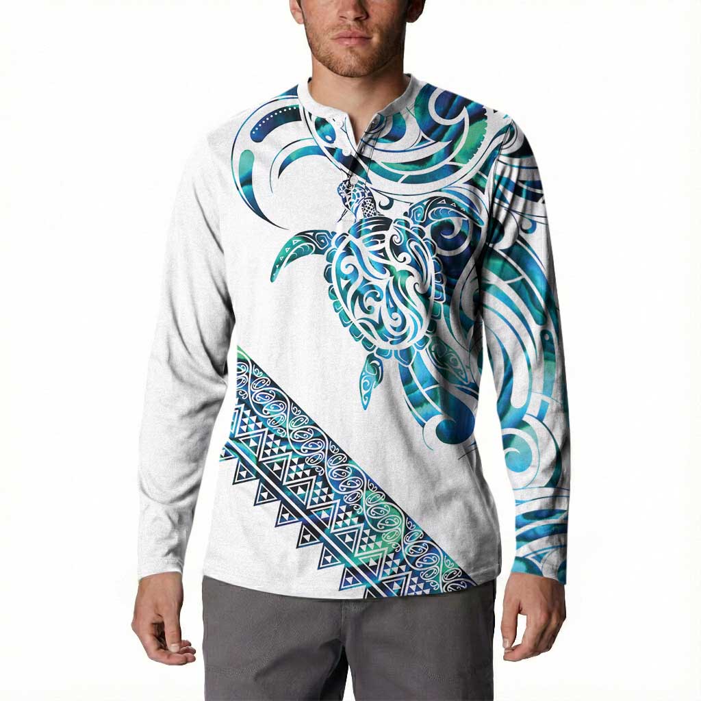 Kahui Whetu Paua shell Kowhaiwhai Taniko Personalised Button Sweatshirt Turtle Tattoo Maori Tribal Style