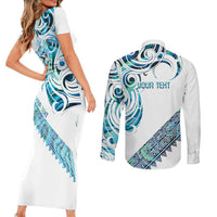 Kahui Whetu Paua shell Kowhaiwhai Taniko Personalised Couples Matching Short Sleeve Bodycon Dress and Long Sleeve Button Shirt Turtle Tattoo Maori Tribal Style LT9 - Polynesian Pride