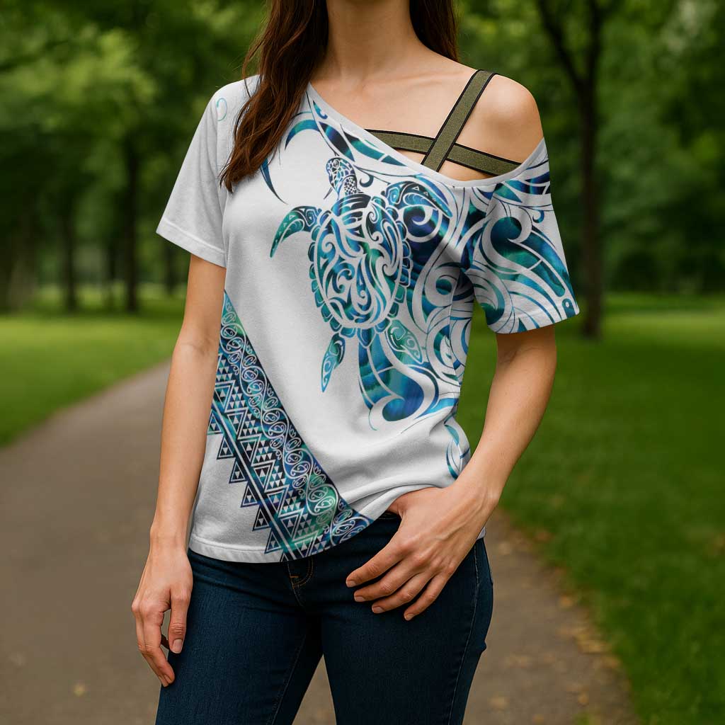 Kahui Whetu Paua shell Kowhaiwhai Taniko Personalised Cross Shoulder Shirt Turtle Tattoo Maori Tribal Style LT9 - Polynesian Pride