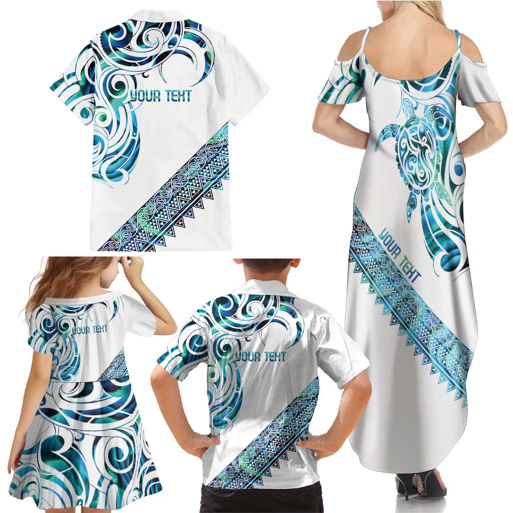 Kahui Whetu Paua shell Kowhaiwhai Taniko Personalised Family Matching Summer Maxi Dress and Hawaiian Shirt Turtle Tattoo Maori Tribal Style LT9 - Polynesian Pride
