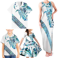 Kahui Whetu Paua shell Kowhaiwhai Taniko Personalised Family Matching Tank Maxi Dress and Hawaiian Shirt Turtle Tattoo Maori Tribal Style LT9 - Polynesian Pride