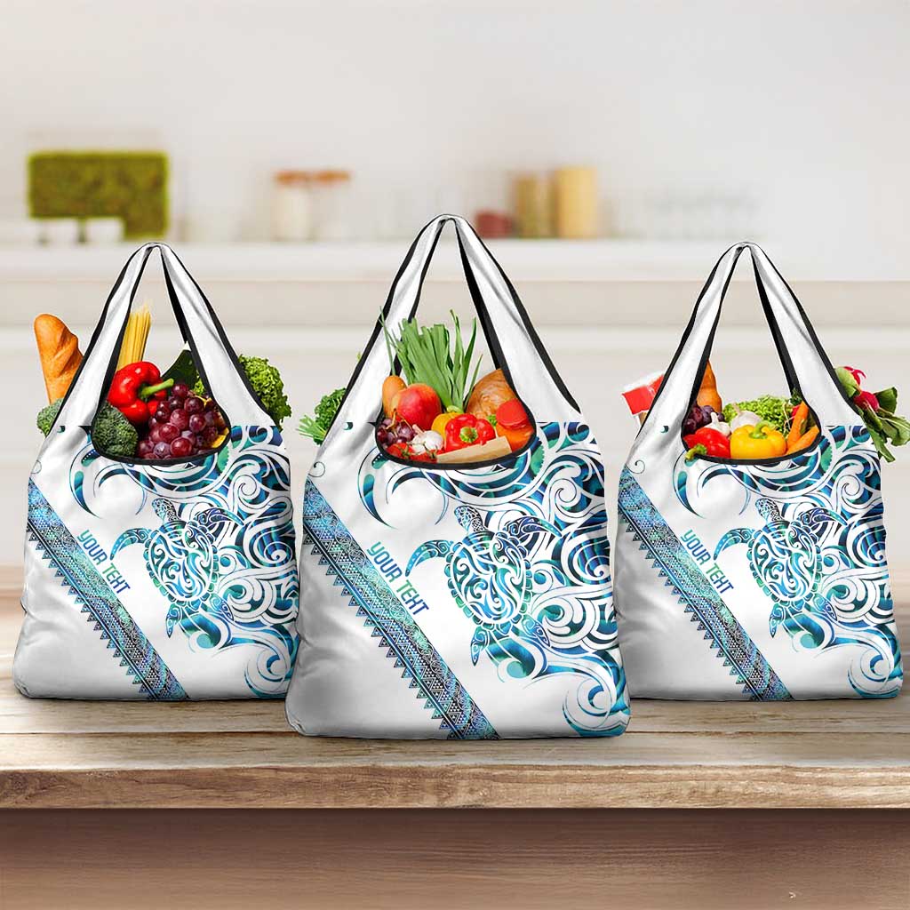 Kahui Whetu Paua shell Kowhaiwhai Taniko Personalised Grocery Bag Turtle Tattoo Maori Tribal Style LT9 3-pack One Size Blue - Polynesian Pride