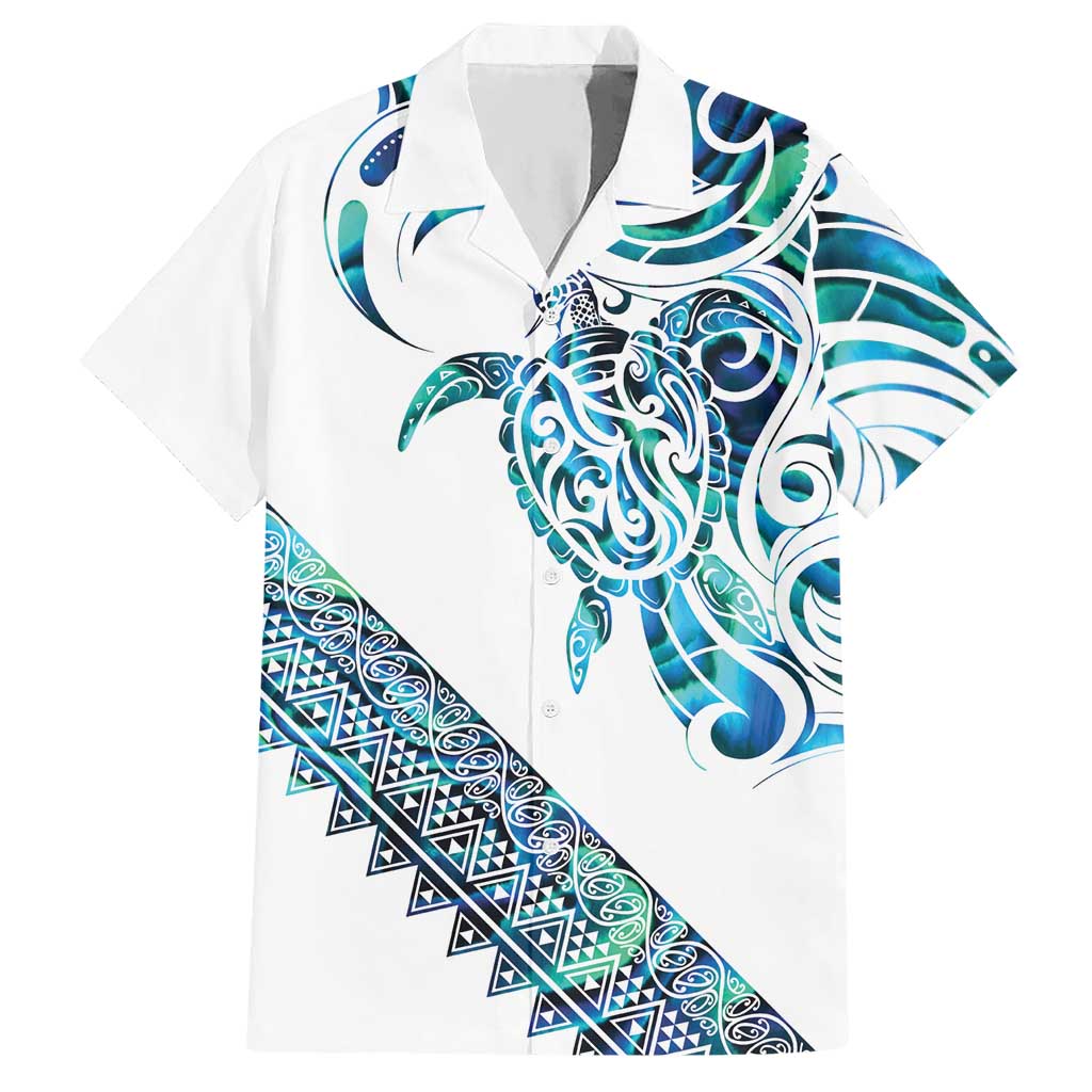 Kahui Whetu Paua shell Kowhaiwhai Taniko Personalised Hawaiian Shirt Turtle Tattoo Maori Tribal Style LT9 Blue - Polynesian Pride
