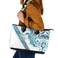 Kahui Whetu Paua shell Kowhaiwhai Taniko Personalised Leather Tote Bag Turtle Tattoo Maori Tribal Style LT9 Blue - Polynesian Pride