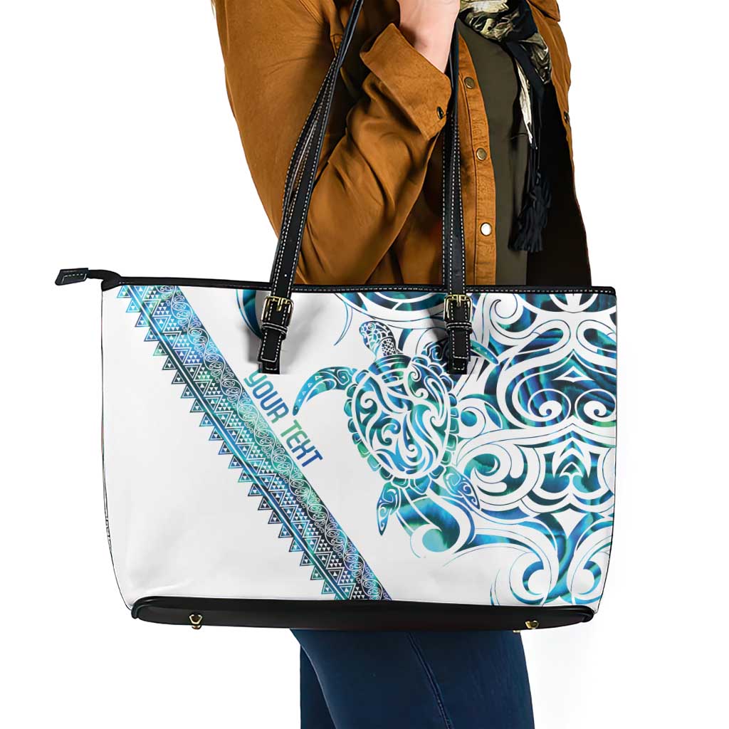 Kahui Whetu Paua shell Kowhaiwhai Taniko Personalised Leather Tote Bag Turtle Tattoo Maori Tribal Style LT9 - Polynesian Pride
