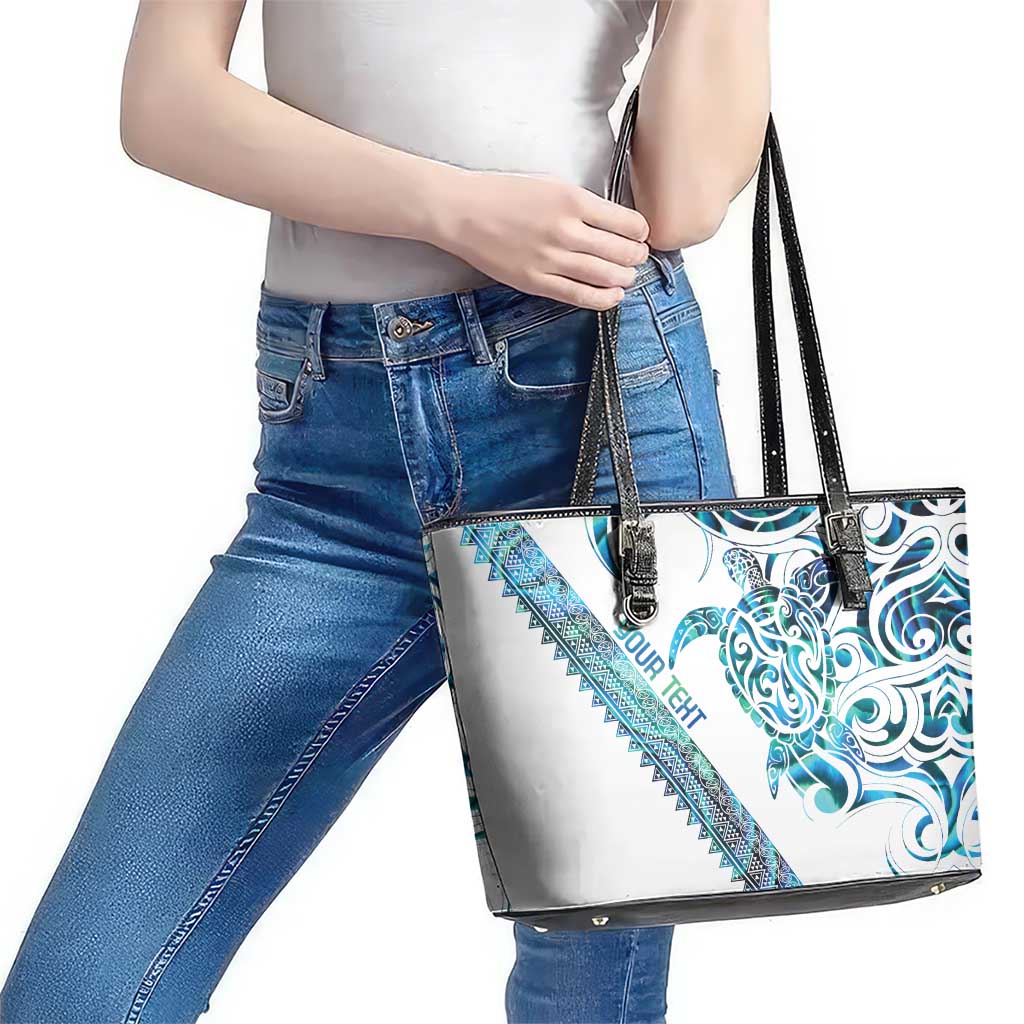 Kahui Whetu Paua shell Kowhaiwhai Taniko Personalised Leather Tote Bag Turtle Tattoo Maori Tribal Style LT9 - Polynesian Pride