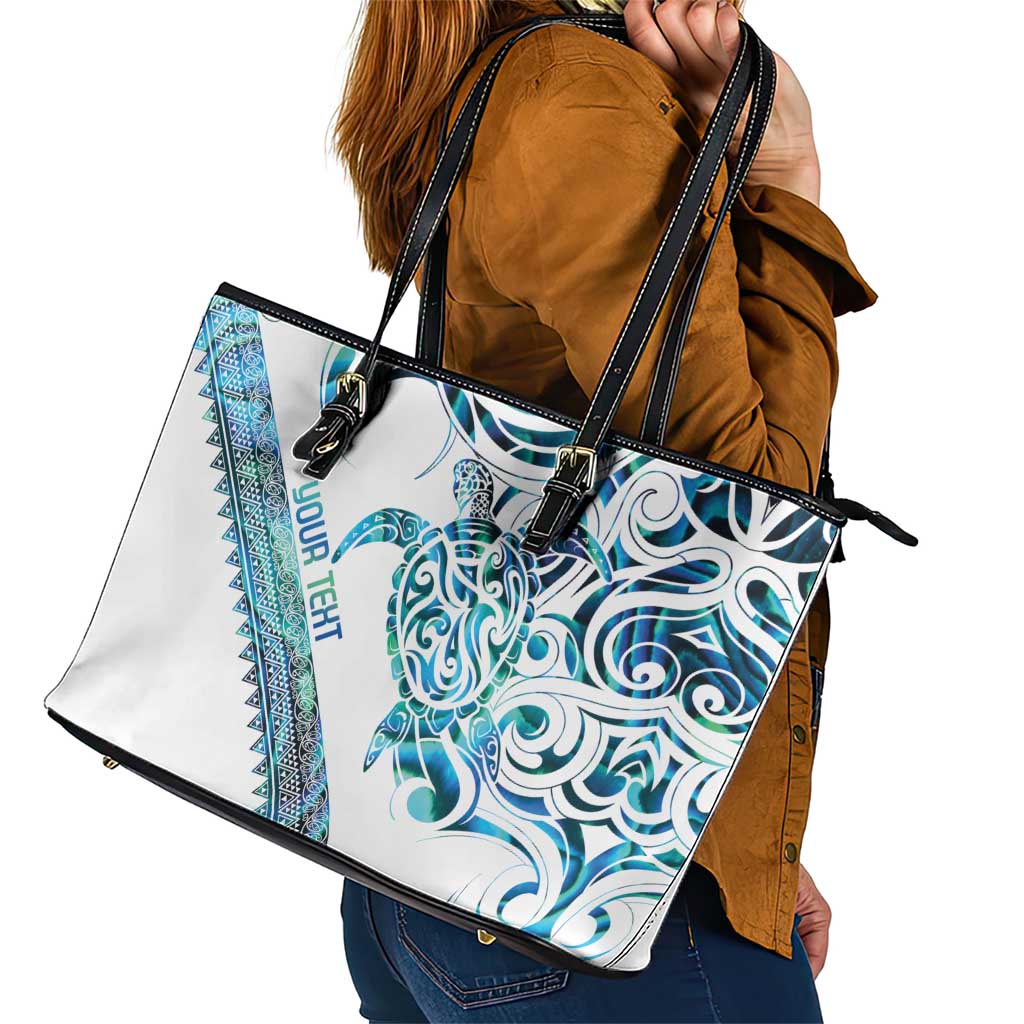 Kahui Whetu Paua shell Kowhaiwhai Taniko Personalised Leather Tote Bag Turtle Tattoo Maori Tribal Style LT9 - Polynesian Pride