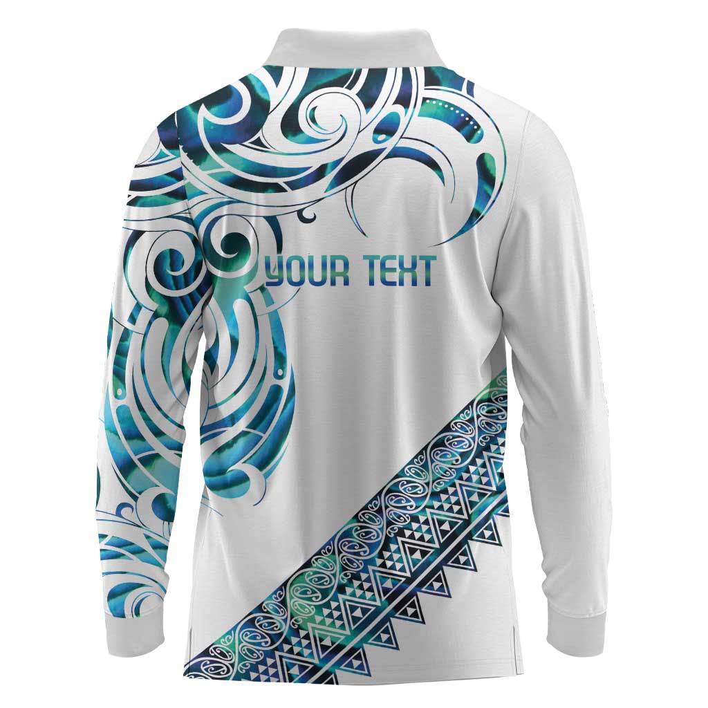 Kahui Whetu Paua shell Kowhaiwhai Taniko Personalised Long Sleeve Polo Shirt Turtle Tattoo Maori Tribal Style LT9 - Polynesian Pride