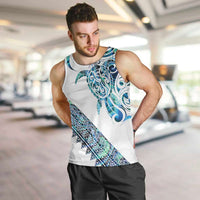 Kahui Whetu Paua shell Kowhaiwhai Taniko Personalised Men Tank Top Turtle Tattoo Maori Tribal Style LT9 Blue - Polynesian Pride