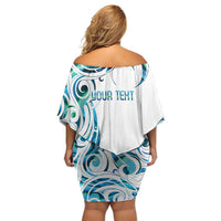Kahui Whetu Paua shell Kowhaiwhai Taniko Personalised Off Shoulder Short Dress Turtle Tattoo Maori Tribal Style LT9 - Polynesian Pride