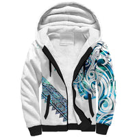 Kahui Whetu Paua shell Kowhaiwhai Taniko Personalised Sherpa Hoodie Turtle Tattoo Maori Tribal Style LT9 Unisex Blue - Polynesian Pride