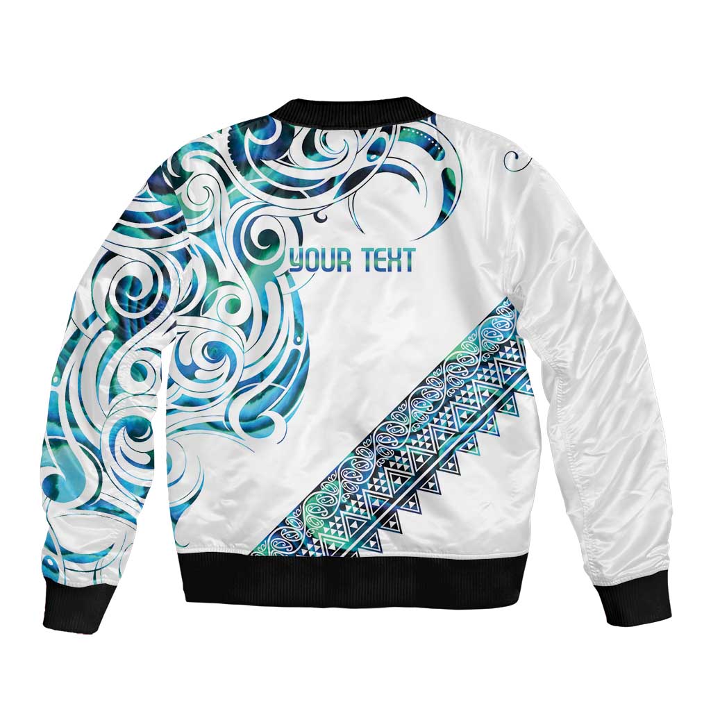 Kahui Whetu Paua shell Kowhaiwhai Taniko Personalised Sleeve Zip Bomber Jacket Turtle Tattoo Maori Tribal Style LT9 - Polynesian Pride