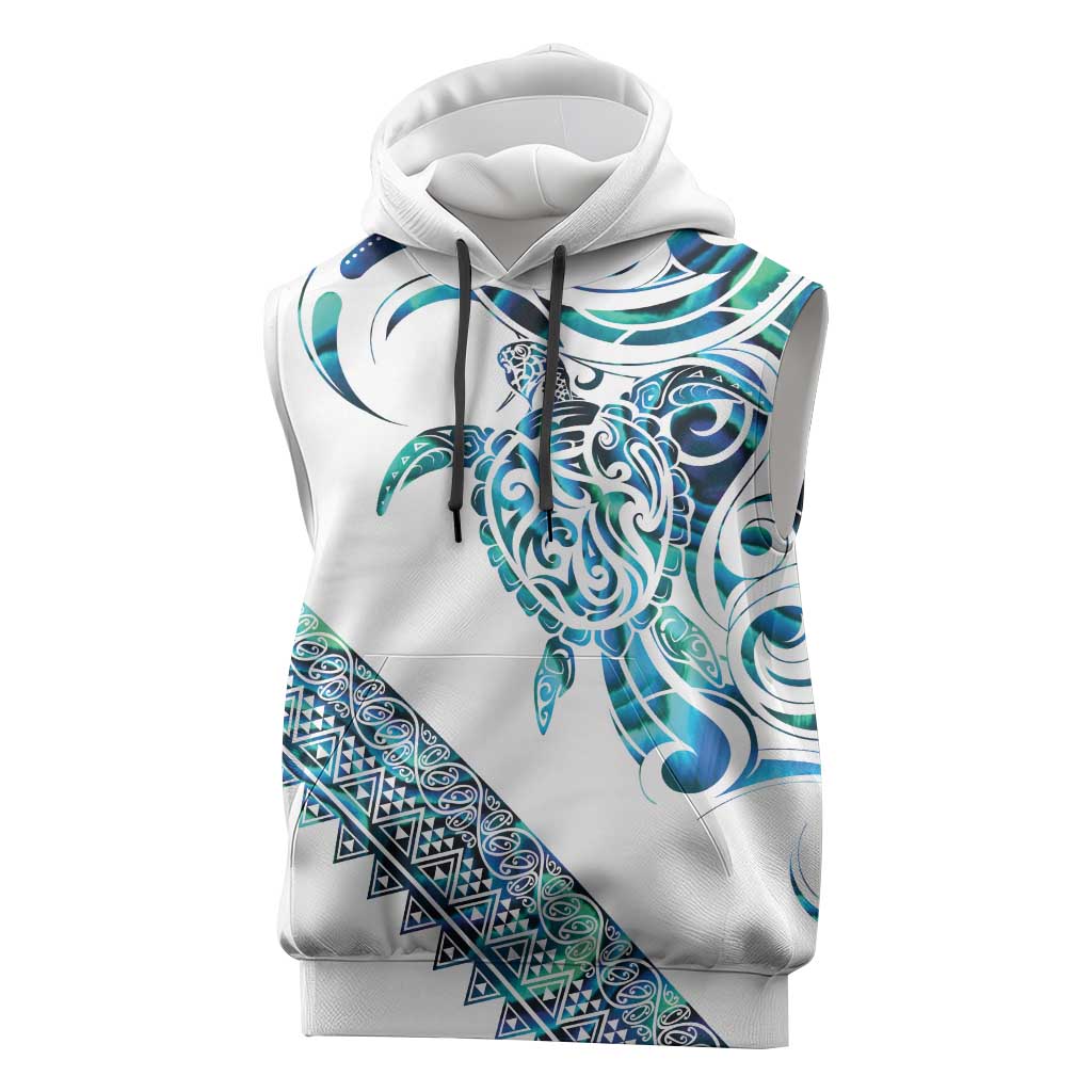 Kahui Whetu Paua shell Kowhaiwhai Taniko Personalised Sleeveless Hoodie Turtle Tattoo Maori Tribal Style LT9 Blue - Polynesian Pride