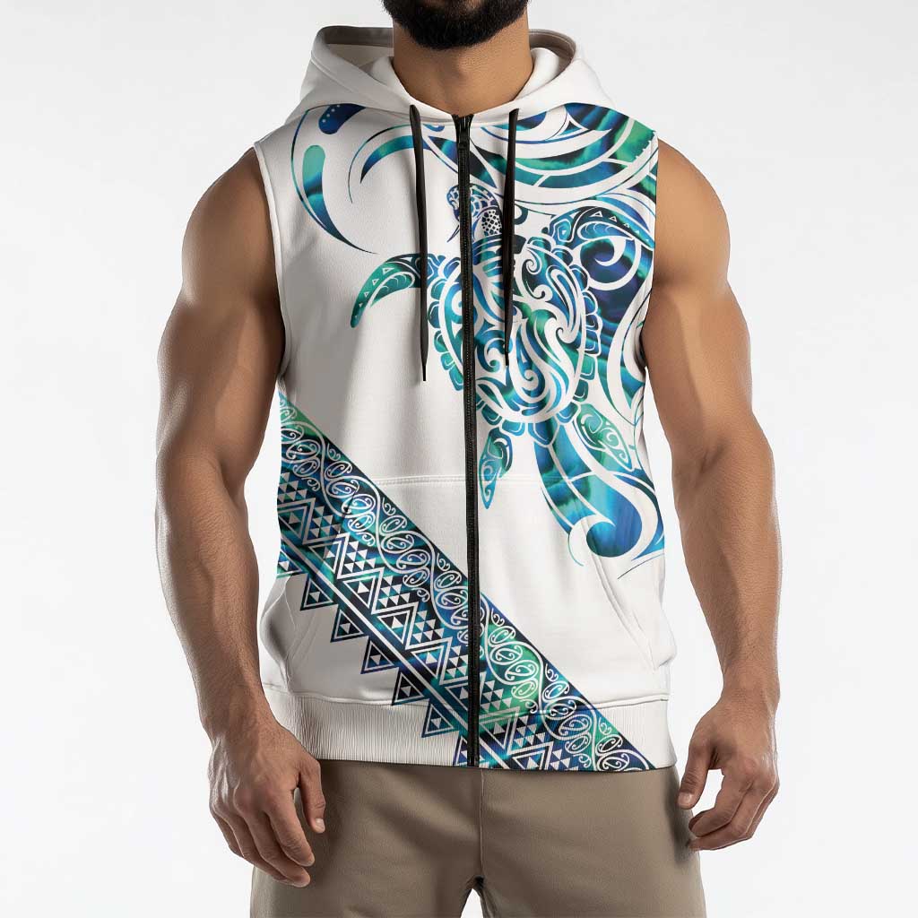 Kahui Whetu Paua shell Kowhaiwhai Taniko Personalised Sleeveless Zip Hoodie Turtle Tattoo Maori Tribal Style LT9 - Polynesian Pride