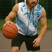 Kahui Whetu Paua shell Kowhaiwhai Taniko Personalised Sleeveless Zip Hoodie Turtle Tattoo Maori Tribal Style LT9 - Polynesian Pride