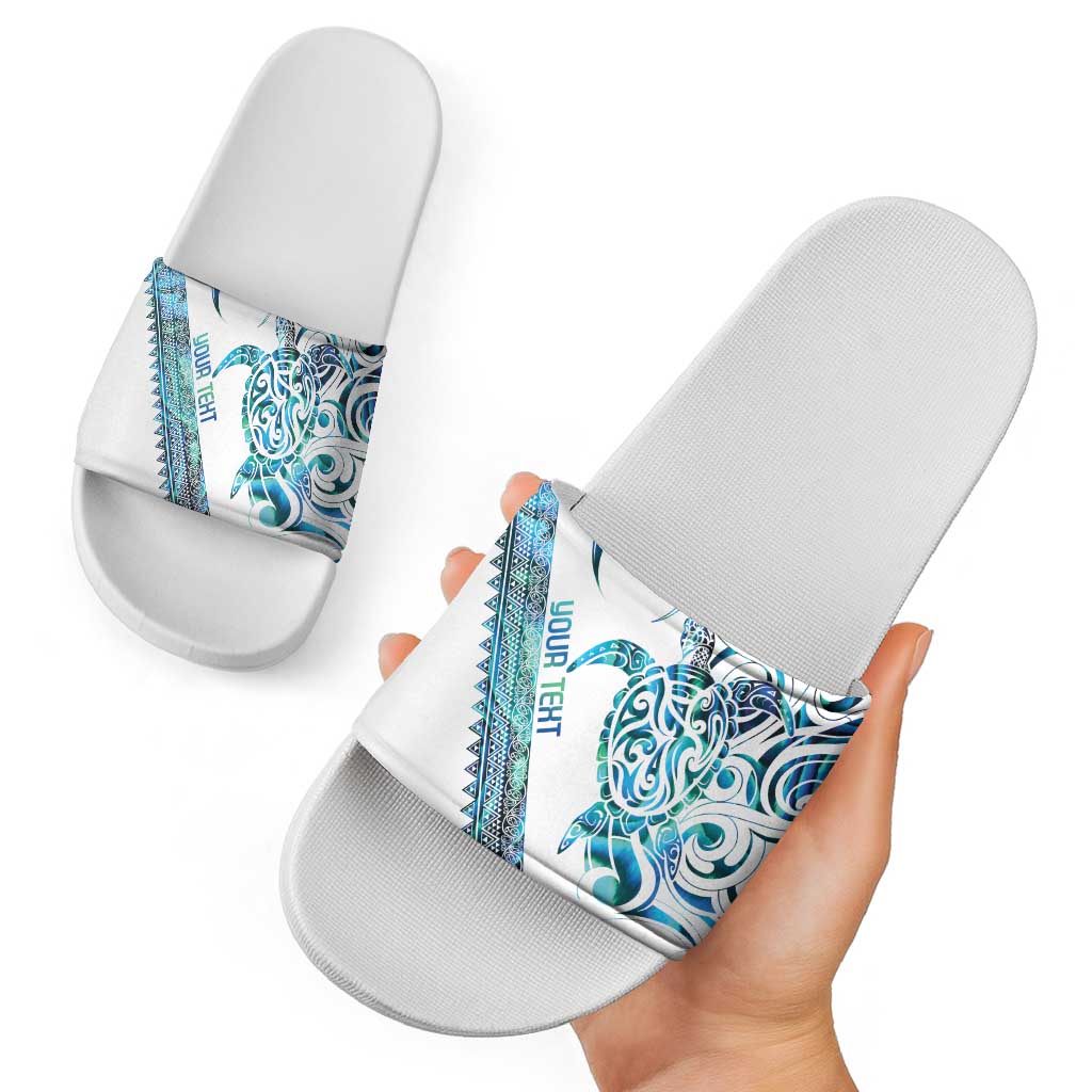 Kahui Whetu Paua shell Kowhaiwhai Taniko Personalised Slide Sandals Turtle Tattoo Maori Tribal Style