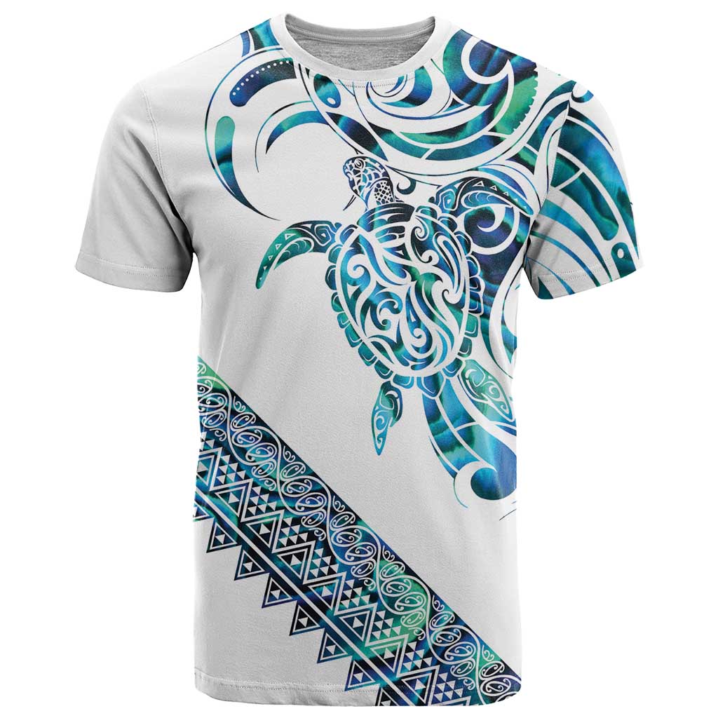 Kahui Whetu Paua shell Kowhaiwhai Taniko Personalised T Shirt Turtle Tattoo Maori Tribal Style LT9 Blue - Polynesian Pride